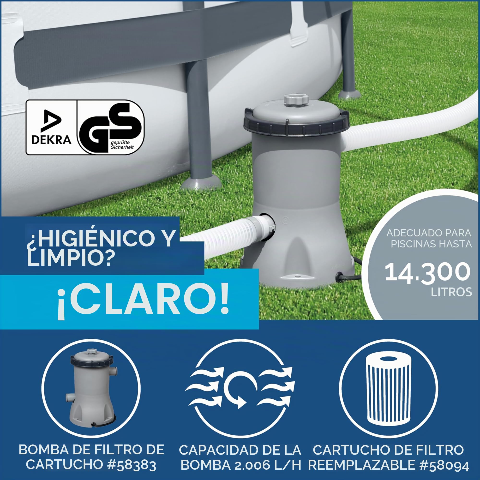 Bestway Steel Pro MAX Frame - Piscina Redonda (366 x 100 cm, Incluye Bomba de Filtro, Efecto Madera)