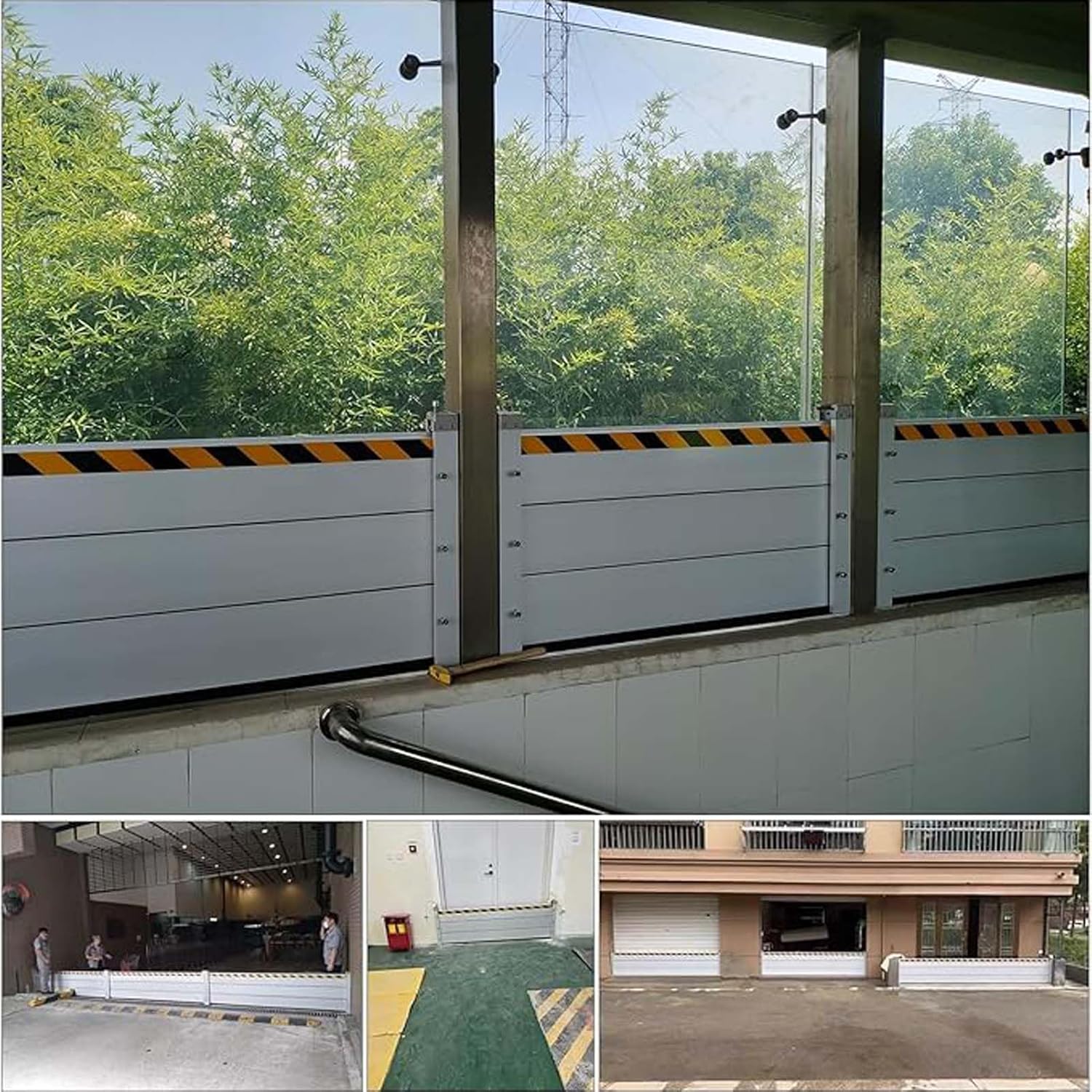 Flood Control Barrier Aluminum Baffle, Home Water Protection Barriers for Basement/Entryway Doors/Commercial Use, with Reflective Strip&Rubber Seal Strip, Easy Installation