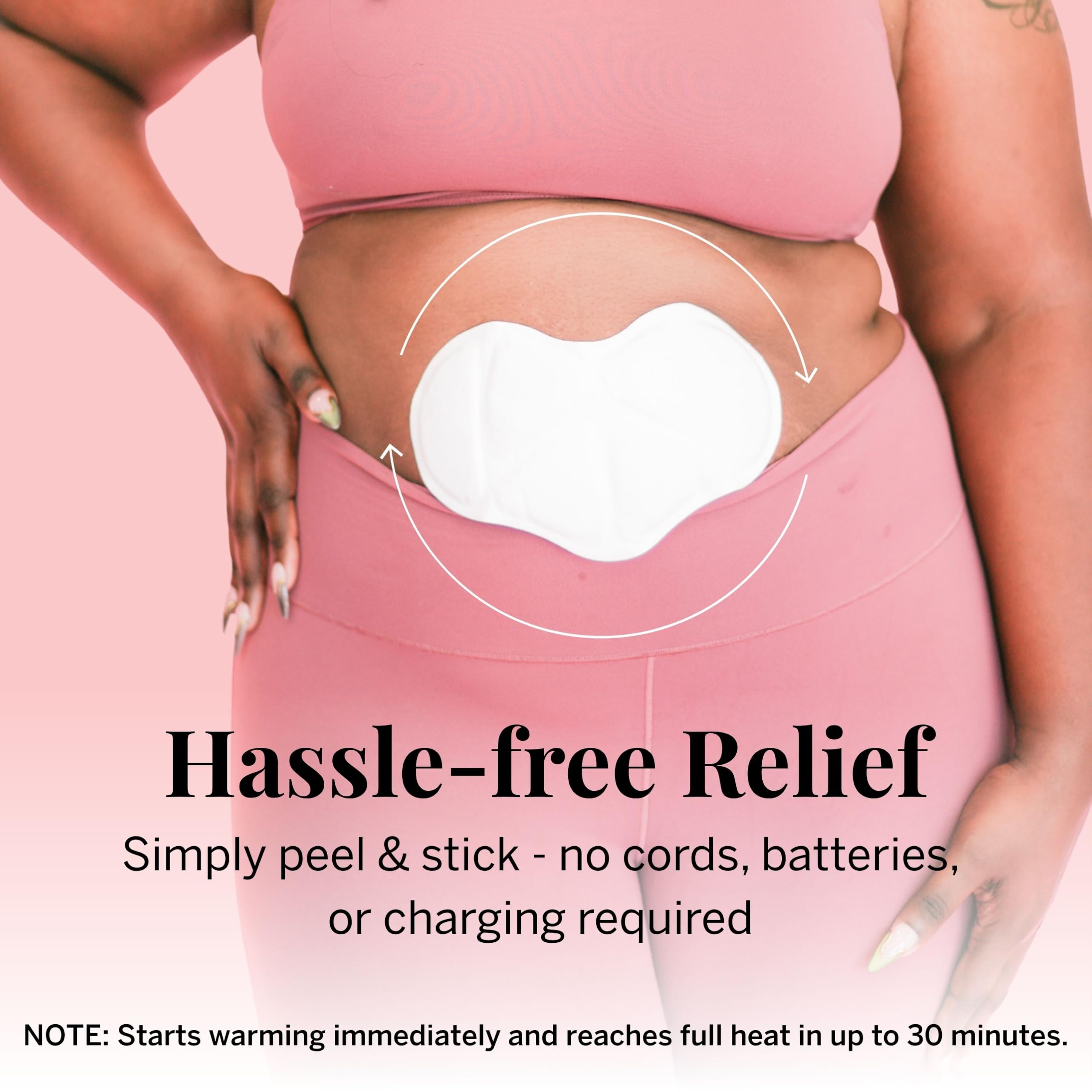 Pixie 8-inch Menstrual Pain Relief Heat Patches – Up to 8 Hours of Warming Comfort – Air-Activated Disposable Heat Pads – Wearable Body Warmers (3 Count) — Amazon image 5