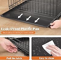 Vista 4 de Sweetcrispy - Jaula grande para perros con panel divisor, de 91 cm, de doble puerta, plegable, de alambre de metal, con bandeja antiderrame