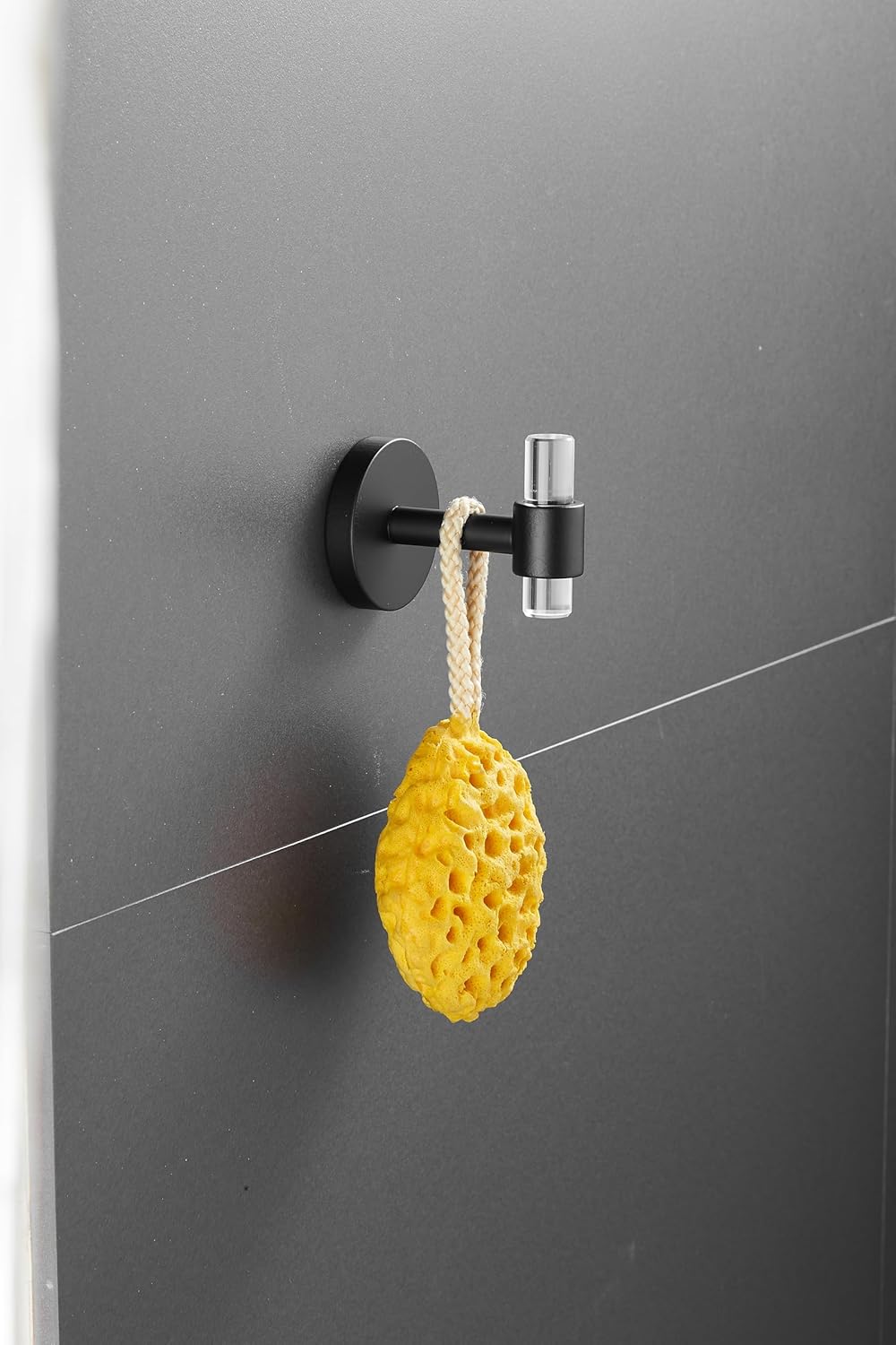 Black Acrylic Bathroom Accessories Set, Including a Wall-Mounted Towel bar, Towel Ring, Toilet Paper Holder, and Robe Hook. A 4-Piece Modern Acrylic Bathroom Hardware Fixture Set.