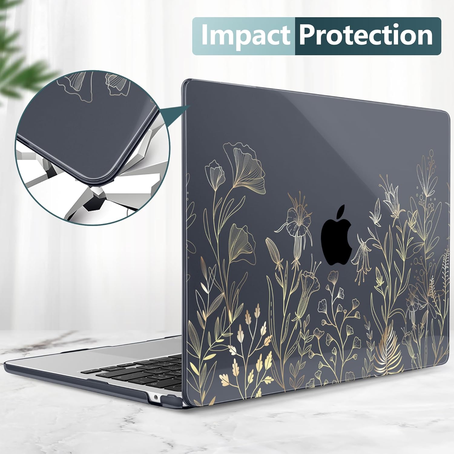 DONGKE Compatible with M4 MacBook Air 15 inch Case 2025 2024 2023 A3241 A3114 A2941 M3 M2 Liquid Retina Display Touch ID, Plastic Hard Case & Keyboard Skin & Screen Protector - Floral Blooming - Image 5