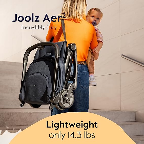 Joolz Aer2 Lightweight Travel Stroller for Baby & Toddler One-Hand Fold, Compact Carry-On Airplane Approved, Reclining Seat, UPF 50+ Canopy, Travel Pouch, Baby Net Sandy Taupe