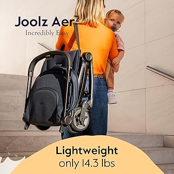 Joolz Aer2 Lightweight Travel Stroller for Baby & Toddler One-Hand Fold, Compact Carry-On Airplane Approved, Reclining Seat, UPF 50+ Canopy, Travel Pouch, Baby Net Sandy Taupe