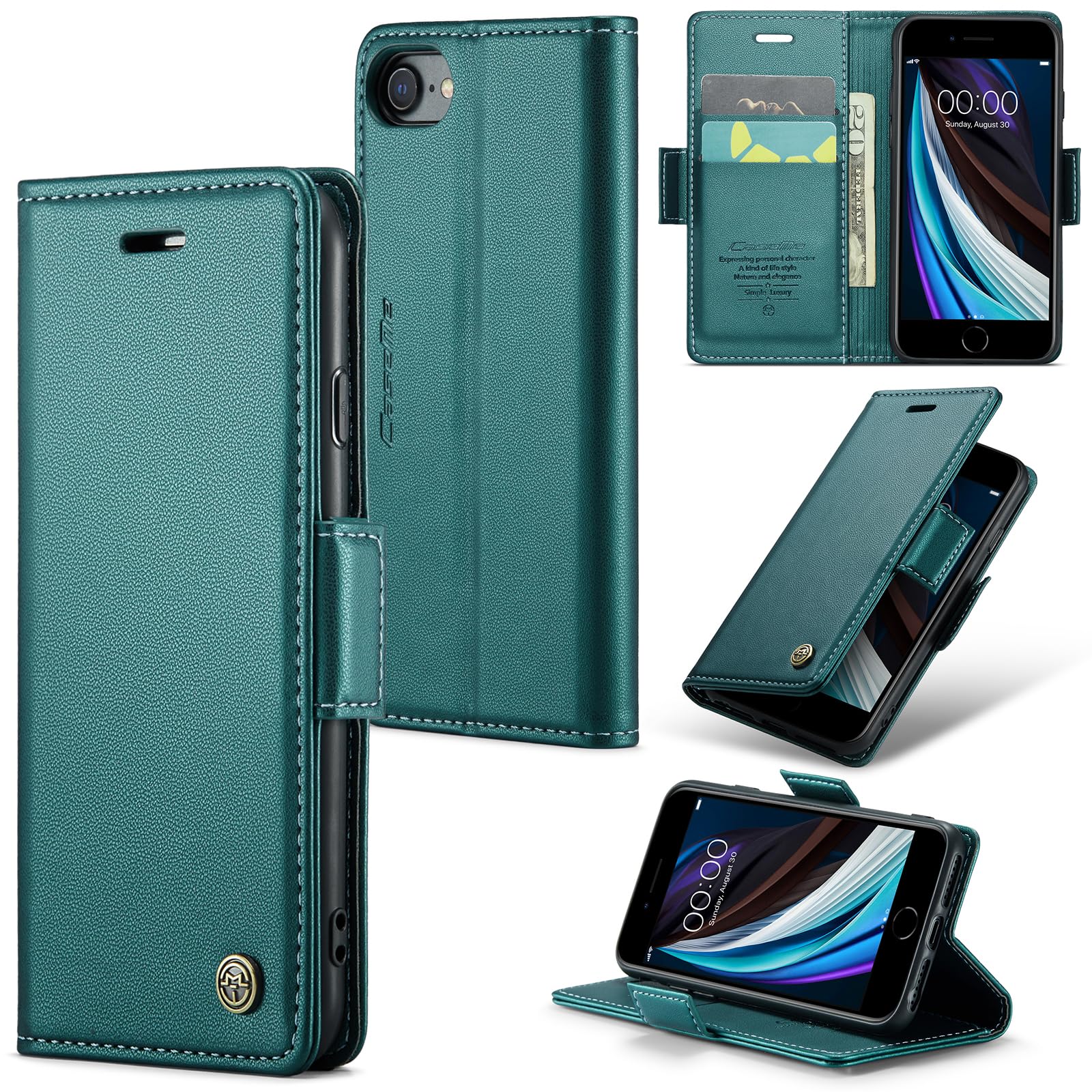 FCOZCKLOM Compatible with iPhone 6?7?8?SE 2020?SE3 Wallet Case with RFID Blocking Card Holder, Kickstand Flip Folio Leather Phone Case Wallet for iPhone 6/7/8/SE 2020/SE 3 4.7 inch (Green)