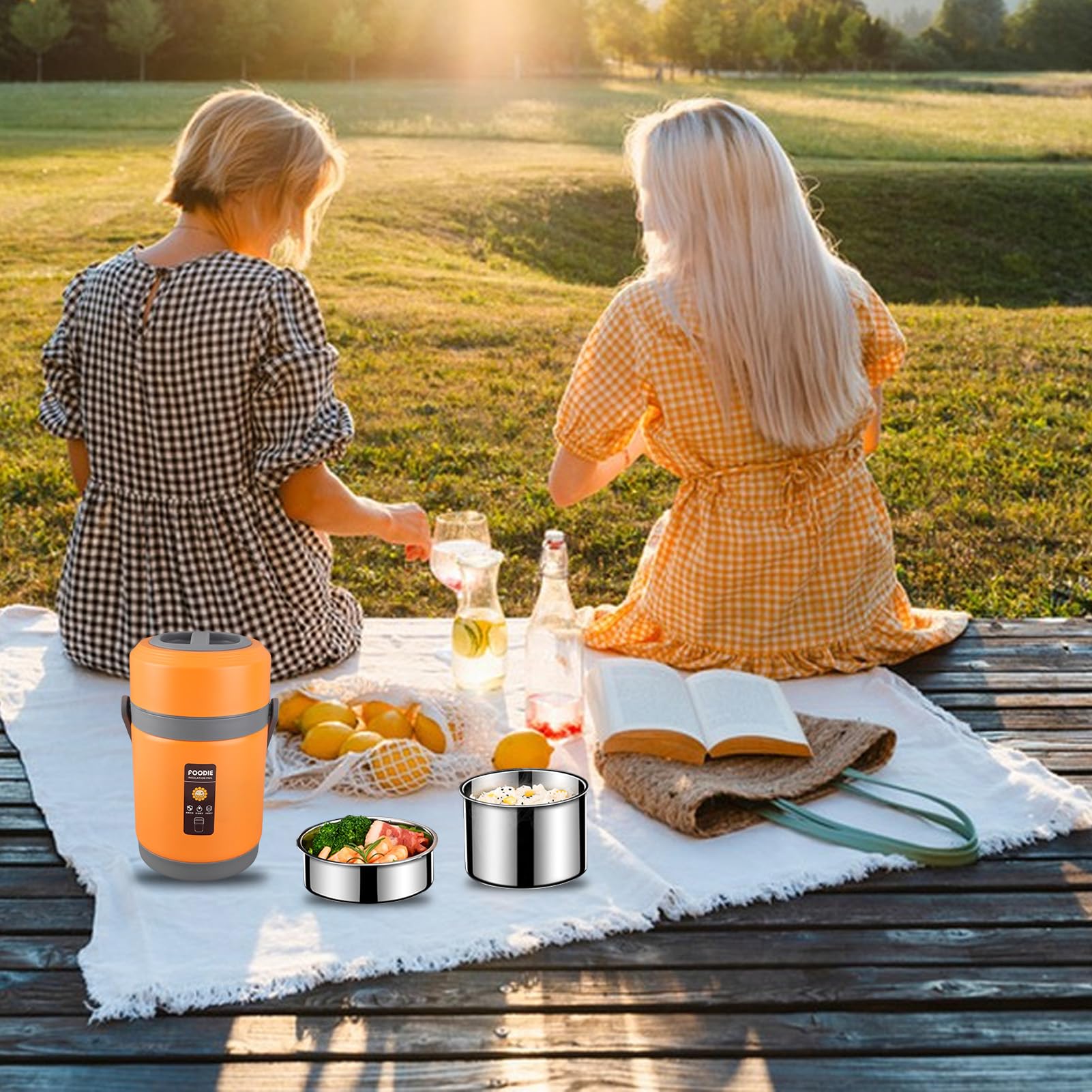 Hot Pot Electric mit Dampfer, 2L -Ramenkocher, Elektro -Topf für Pasta, Shabu Shabu, Haferflocken, Suppe und Ei, Tragbarer Kocher, Grundnahrungsraum -Essentials, Tragbarer (ORANGE)