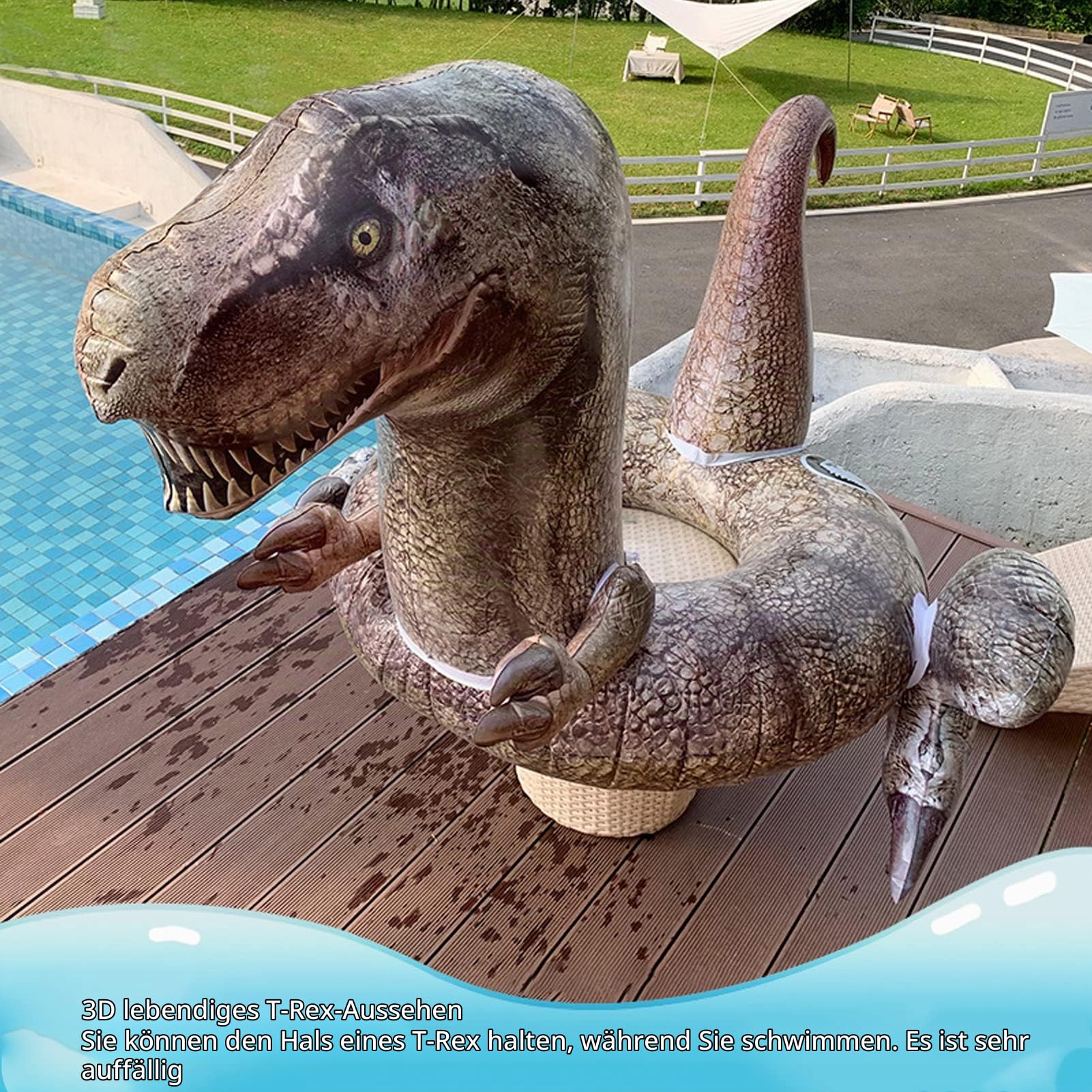 T Rex Dinosaurierpool Float PVC, Fortschrittliche Verbindungstechnologie, Sicherer und Flexibler Schwimmring für Erwachsene Teenager Kinder, Umweltfreundliche Materialien für