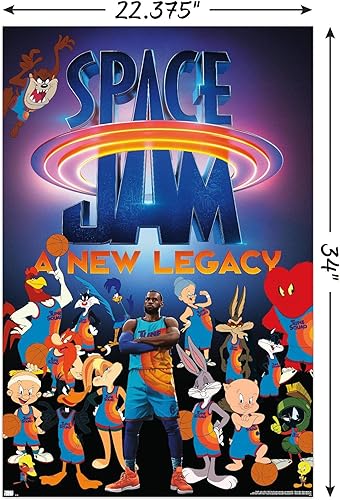 Miniatura 3 de Trends International Space Jam A New Legacy - Póster de pared del equipo, 22.375 x 34 pulgadas, paquete de póster y montaje