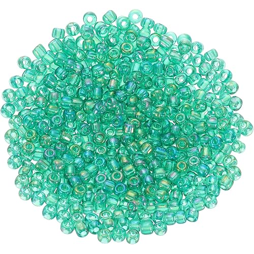 uxcell 2000 Pcs Glass Seed Beads Bulk, 3mm Mini Loose Glass Bugle Beads for DIY Earrings, Necklaces, Bracelets, Jewelry Making, Yellow Green