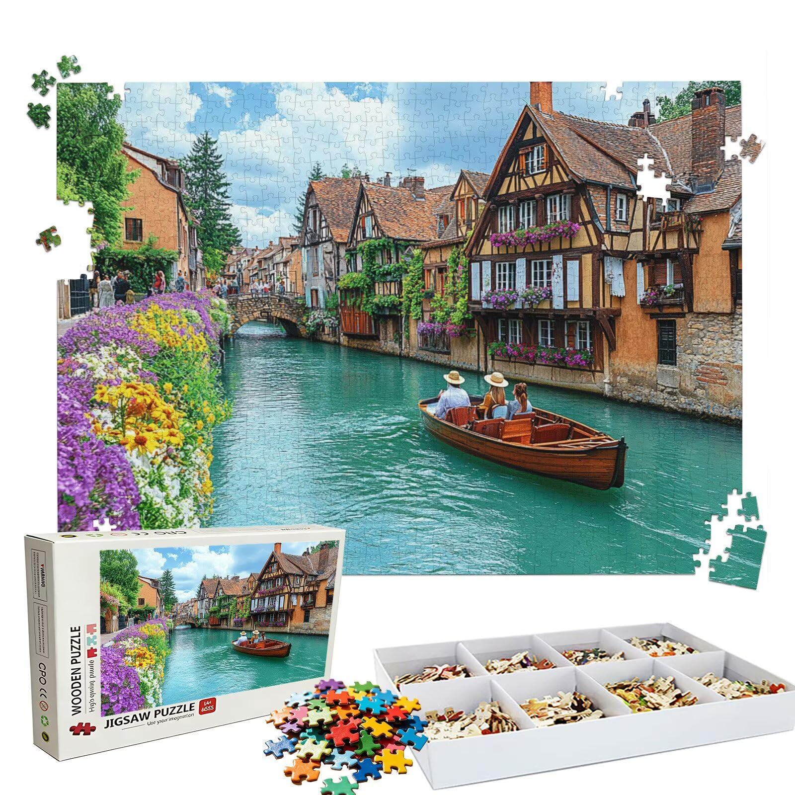 Puzzle 2000 sztuk Wenecja Statek (2), Puzzle 2000 Pièces Challenge Impossible, Puzzle 99,5 x 70,5 cm Duży rozmiar dla dorosłych, rodzinne gry edukacyjne, klasyczne łamigłówki, wystrój domu W3H-324