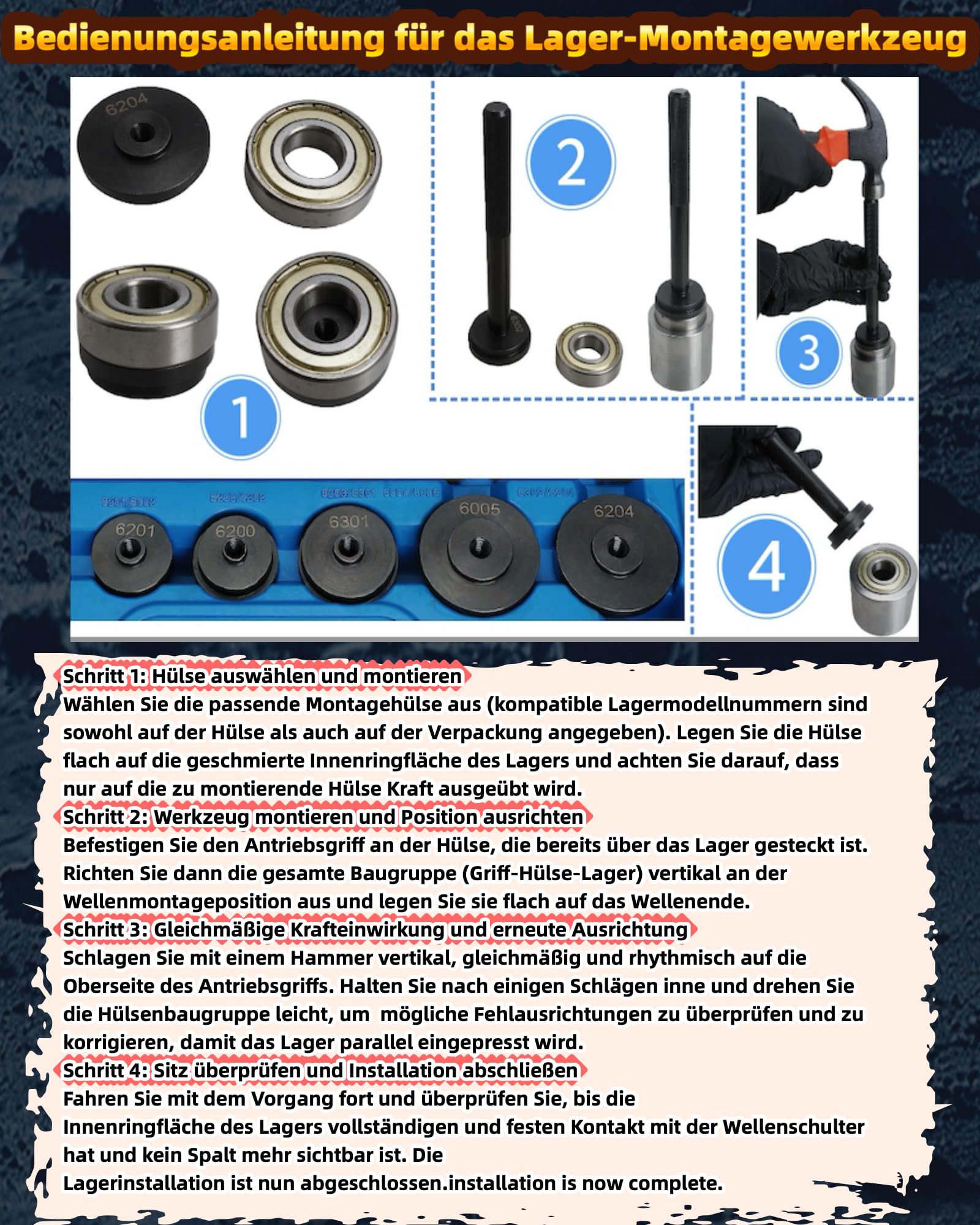 16PCS Fahrrad Innenlager Abzieher mit Lagerpresssatz für Lagermontage Sackloch Innen Lagerabzieher Abzieher Set mit 7 erweiterbaren Spannzangen & Zweiarmigem