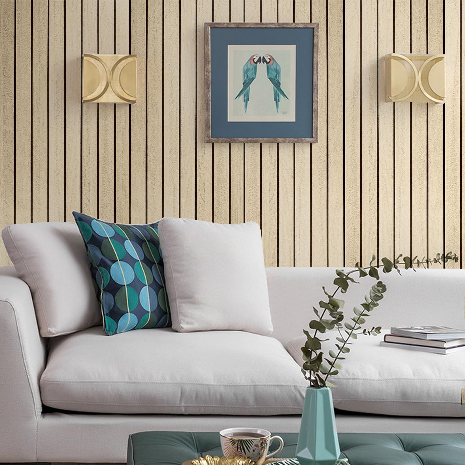 Panneaux acoustiques auto-adhésifs Panneaux muraux en bois, 300x40cm Panneaux muraux en bois Décoration murale, Panneau de protection acoustique 3D à lamelles en placage de bois Panneaux de plafond