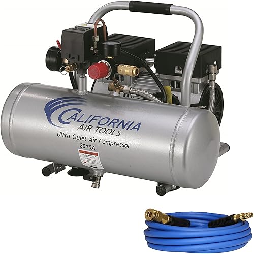 Miniatura 1 de California Air Tools 2010AH Ultra silencioso y sin aceite 1.0 Hp, 2.0 Gal. Compresor de aire de tanque de aluminio con manguera de aire híbrida de