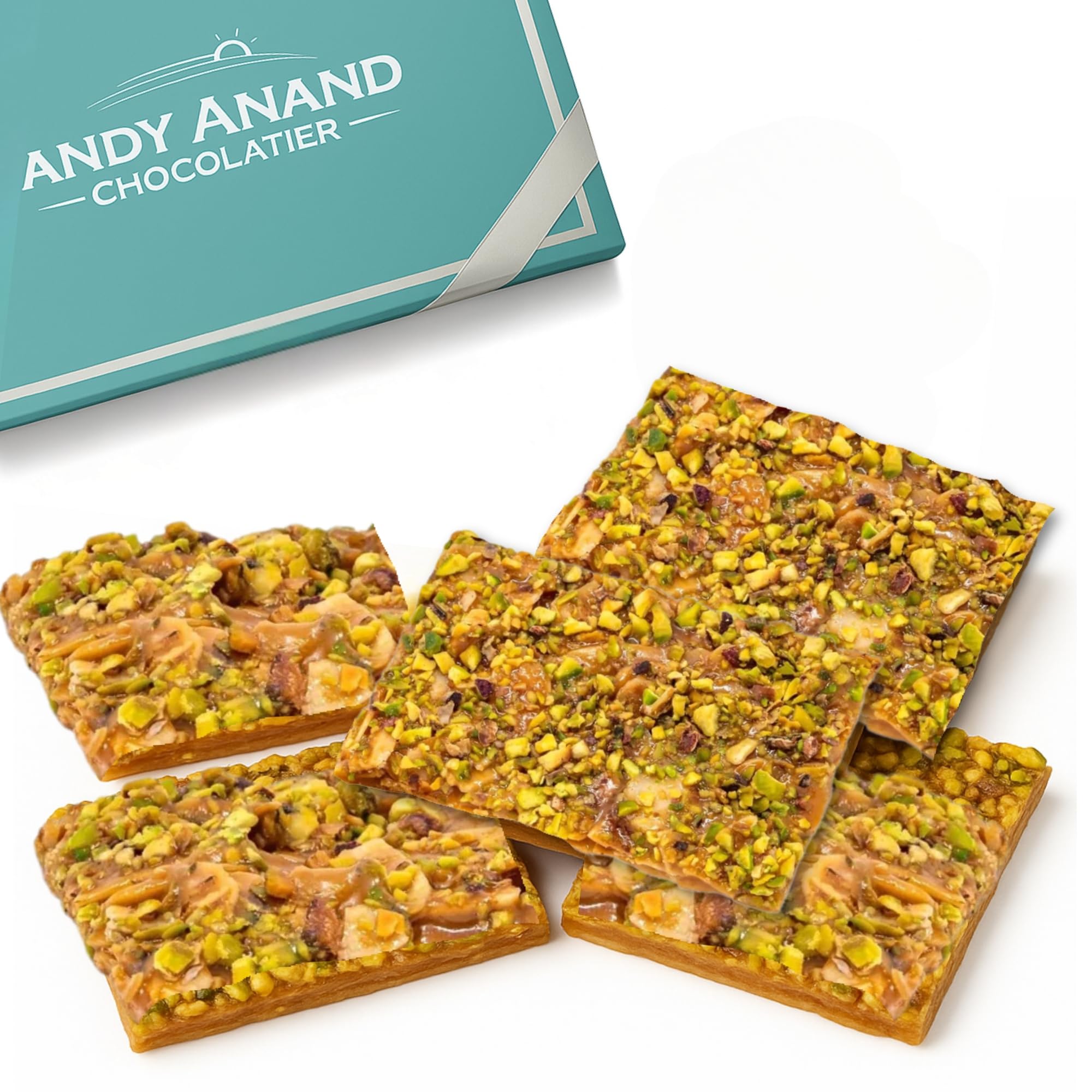 ANDY ANAND CHOCOLATIER Pistachios Brittle Delicious-Crunchy Birthday Valentine Christmas Mothers Fathers day Anniversary (7 Oz)