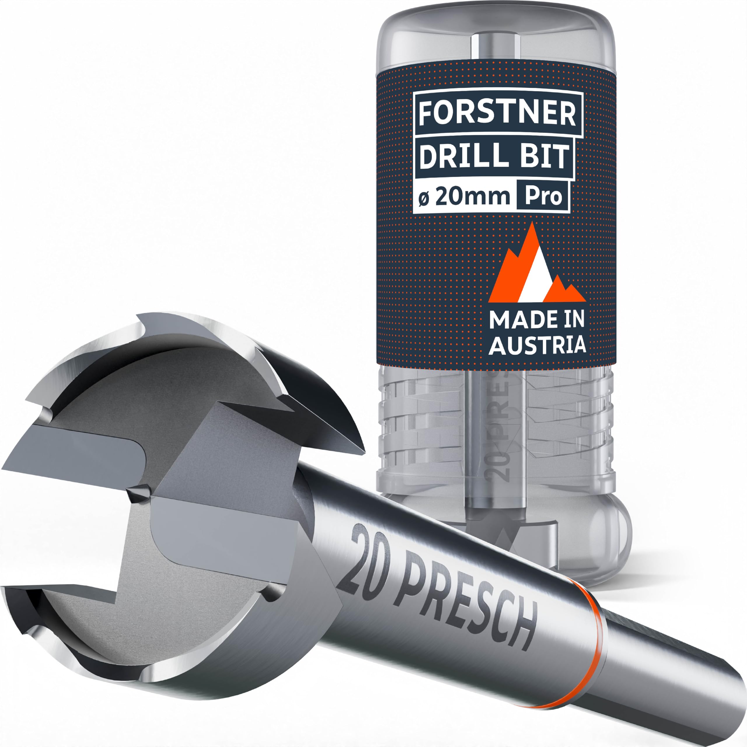 Presch Forstner Drill Bit 20mm, drill bit for wood with high-precision centering point for perfect round holes