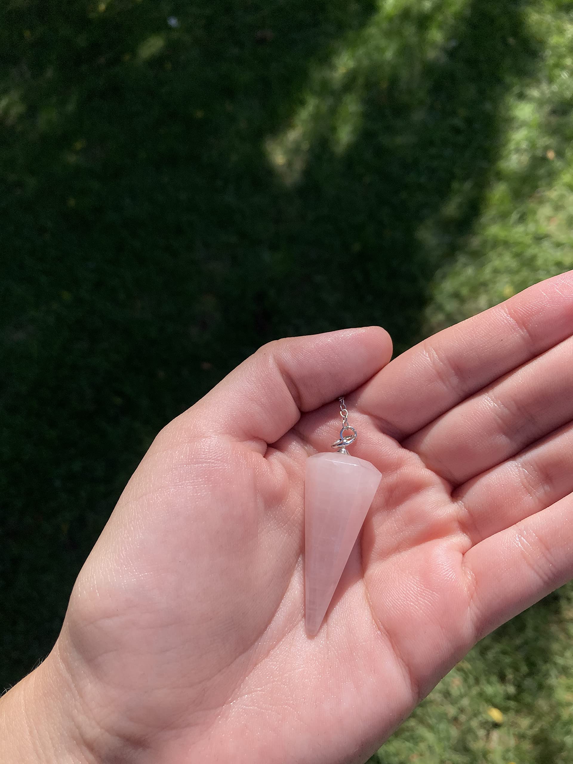 Péndulo piedra natural cuarzo Rosa, Péndulo de Cristal, Péndulo de Cristal Hexagonal Vintage para Radiestesia, péndulo Chakra Reiki Adivinación Meditación Wicca (Rosa) - 4