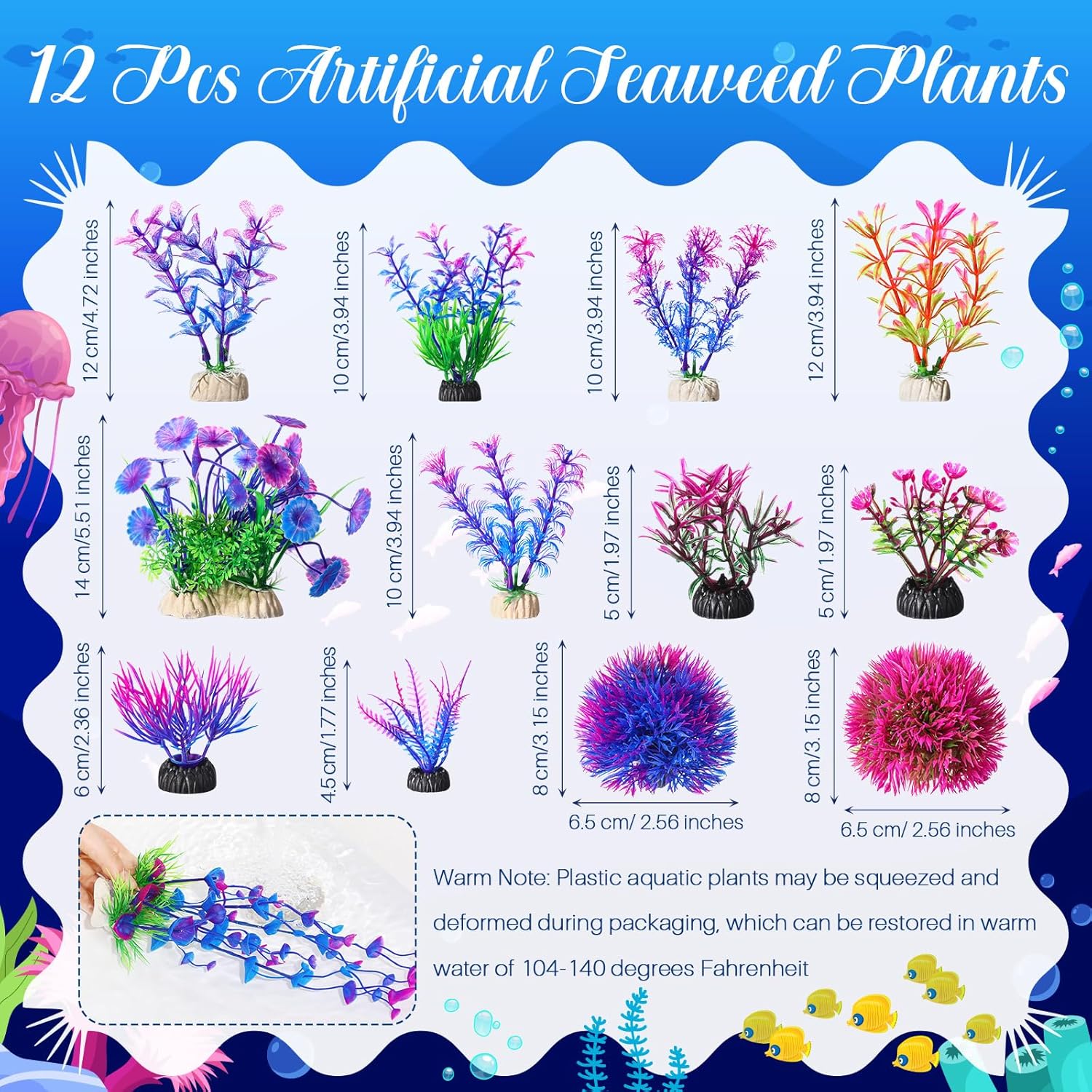 Zeyune 18 Pcs Aquarium Decorations Kit Fish Tank Decorations Set Small Resin Castle Sunken Ship Starfish Barrel Artificial Aquarium Plants for Fish Bowl