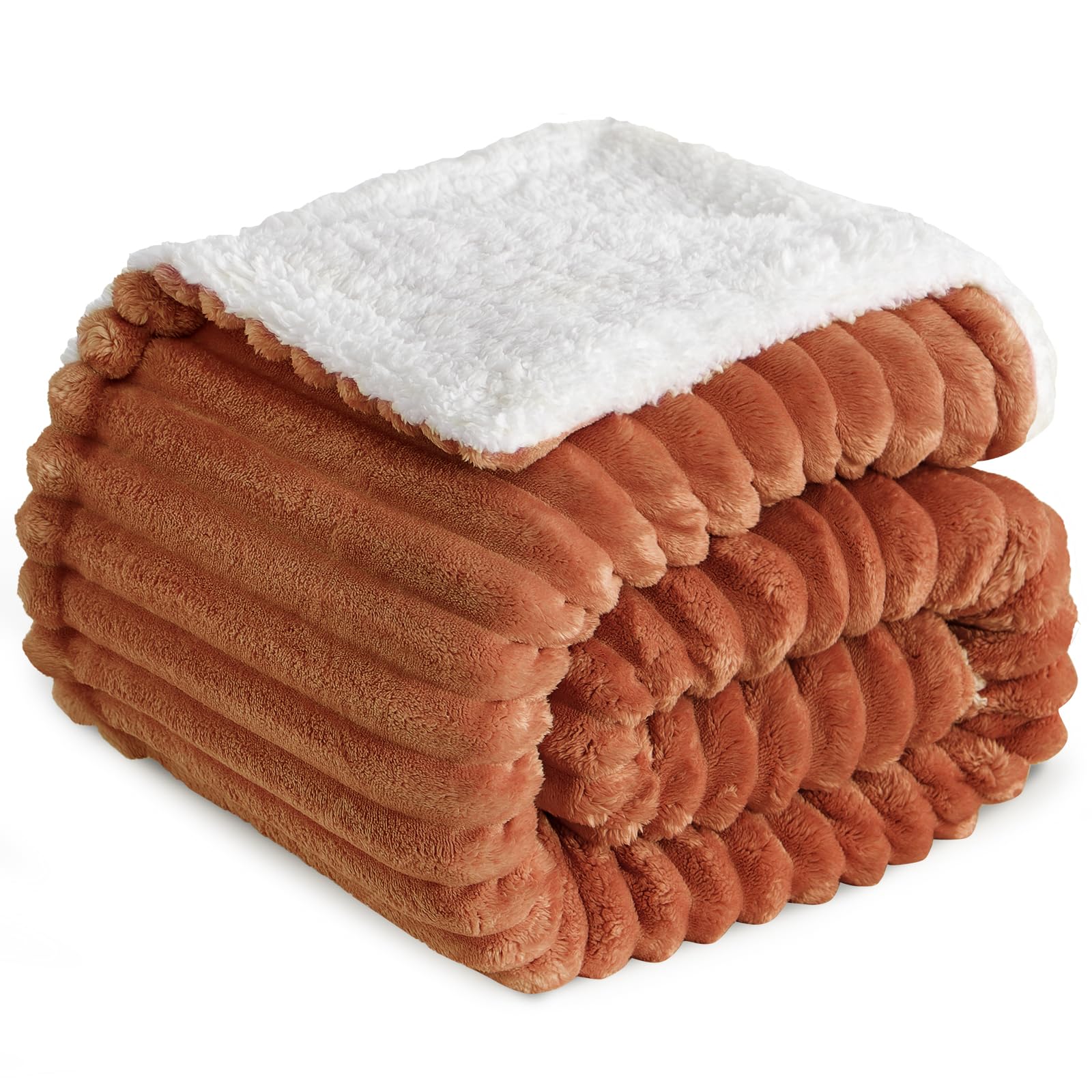 RUIKASI Sherpa Blanket Throw for Sofa Fleece Blanket, 150x200 cm Orange