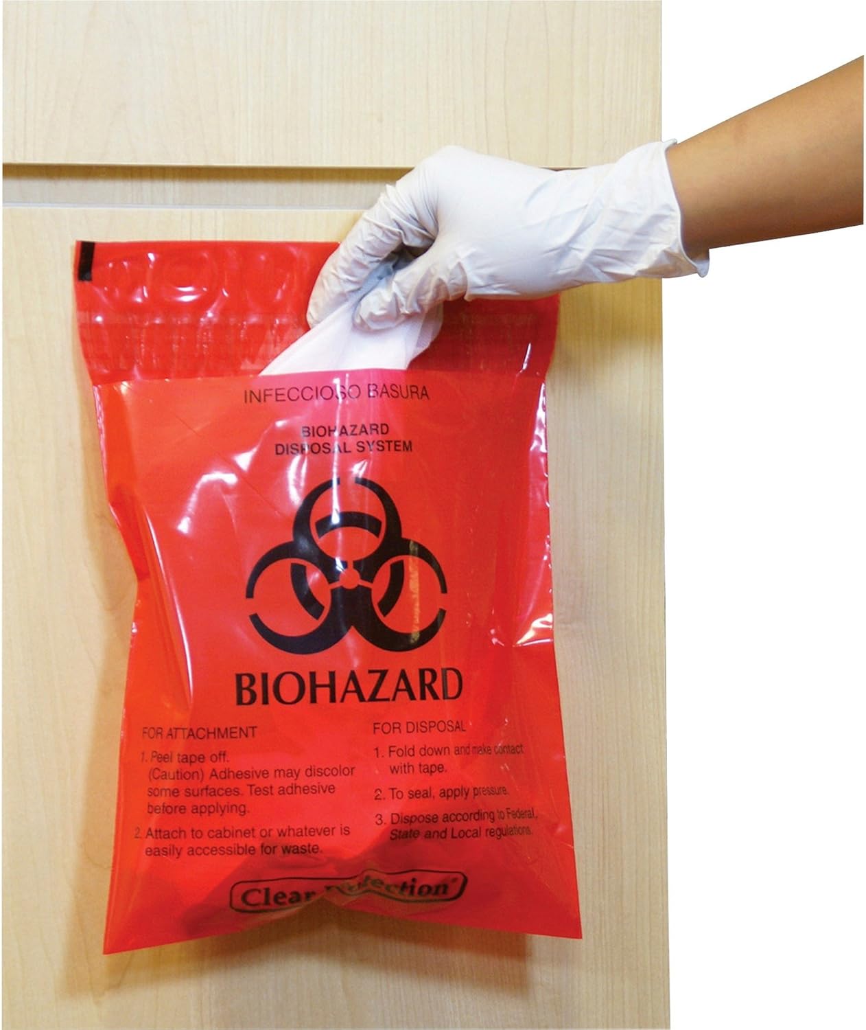 Caretek Resources Ctrb042214 Biohazard Waste Bag Peel/Stick 2.6 Qt 12-Inch X14-Inch 100/Bx Rd : Everything Else