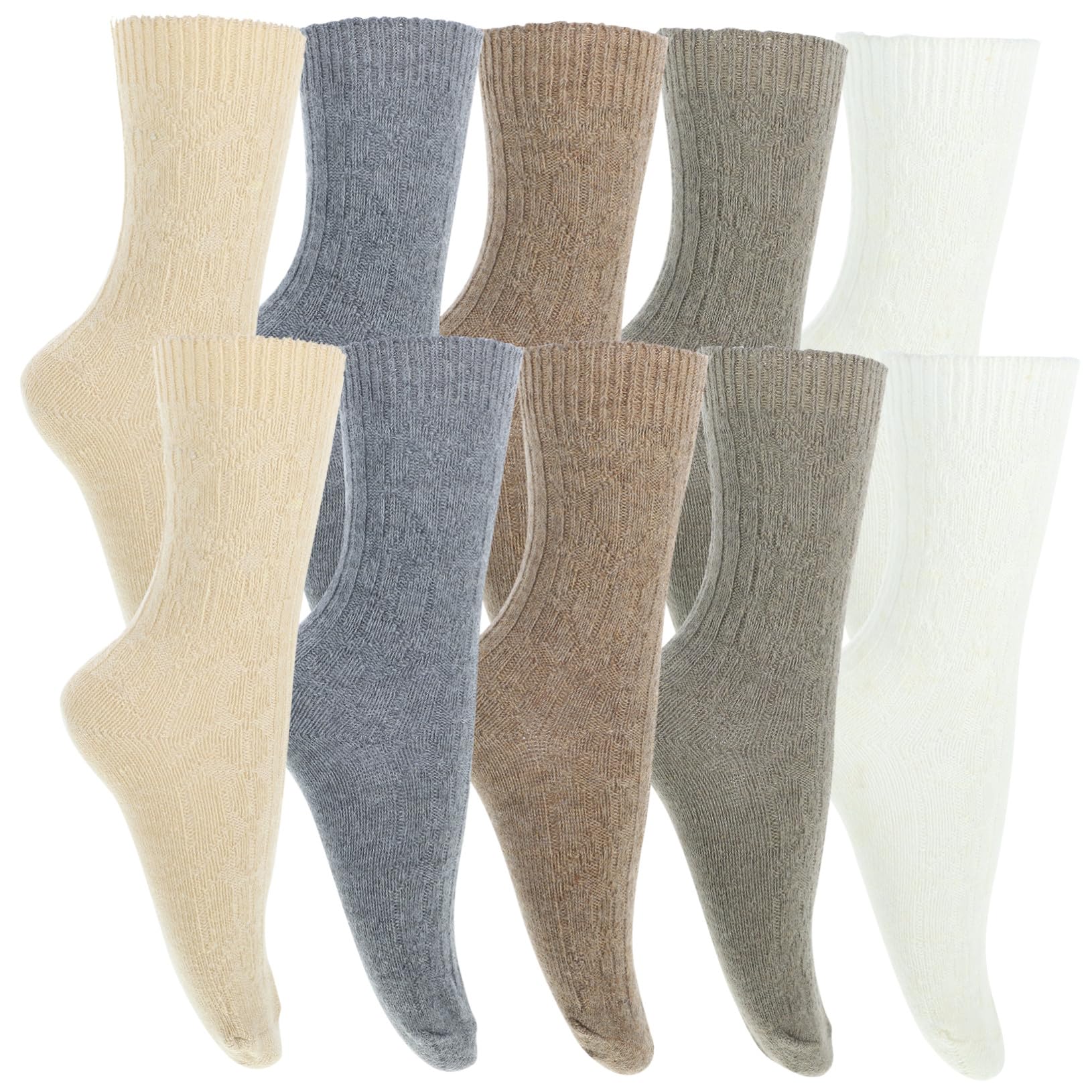 FRCOLOR 5 Pares Calcetines de Algodón para Mujer Cortos Cálidos y Cómodos para Running y Diario Invierno