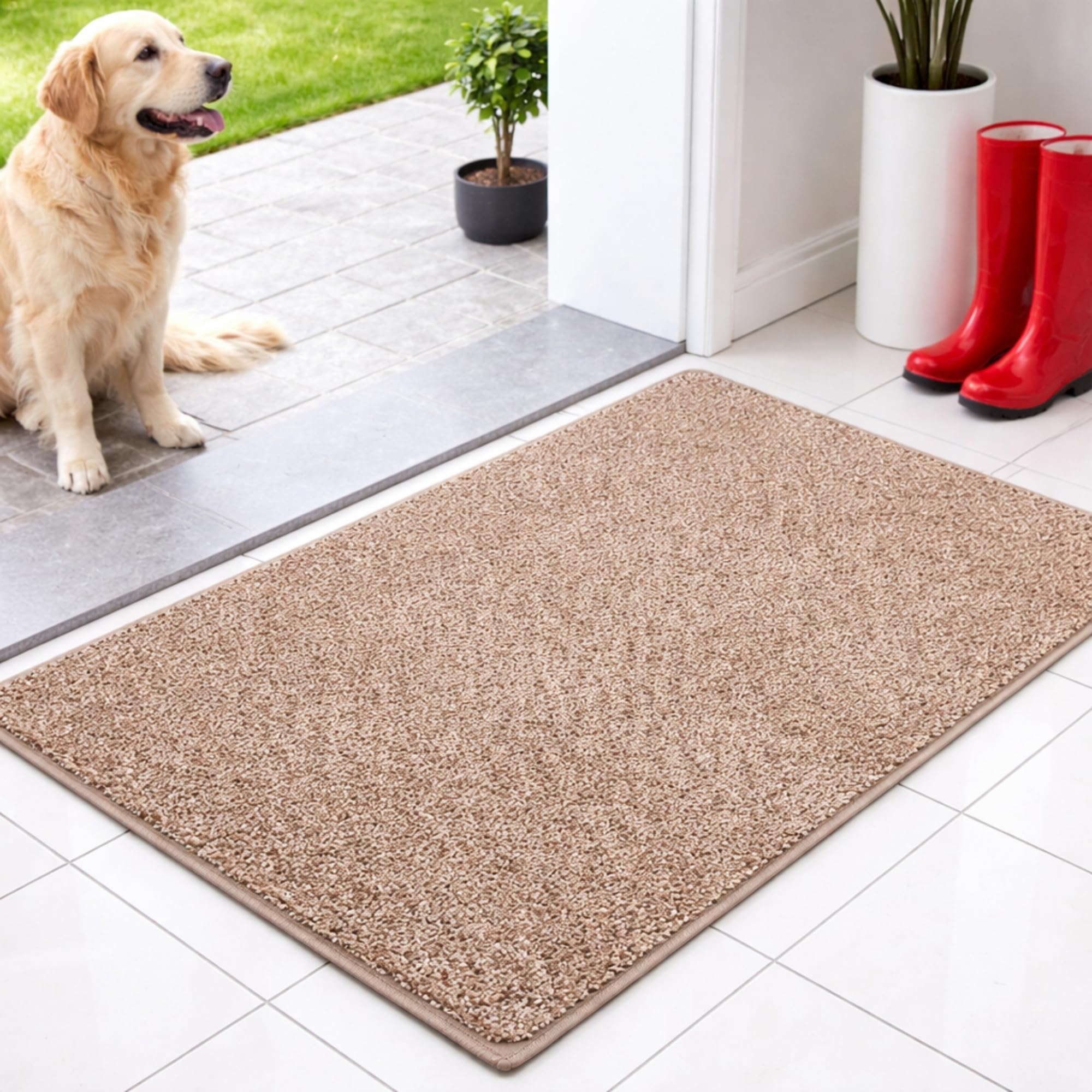 Floordirekt Schmutzfangmatte innen 60 x 150 cm - Braun - rutschfeste Maschinenwaschbare Fußmatte - Türmatte Sauberlaufmattestürmatte - Fussmatte für Hund - Haustür & Flur - NASA