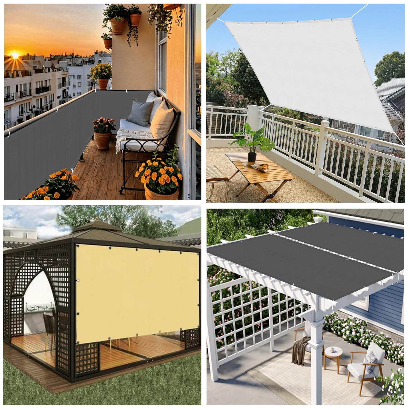 Sonnensegel Wasserdicht 4x5M Sonnensegel Rechteckig mit Ösen Markisenstoffe UV Schutz Wetterfest mit Seilen für Garten Terrasse Balkon, Sandfarbe