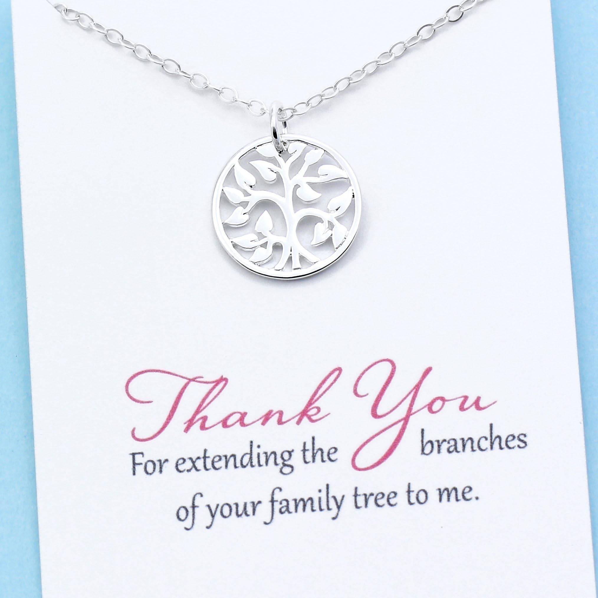 Unbiological Mom Jewelry โข Personalized Gift for Mother In Law โข Stepmom โข Sterling Silver Family Tree Necklace