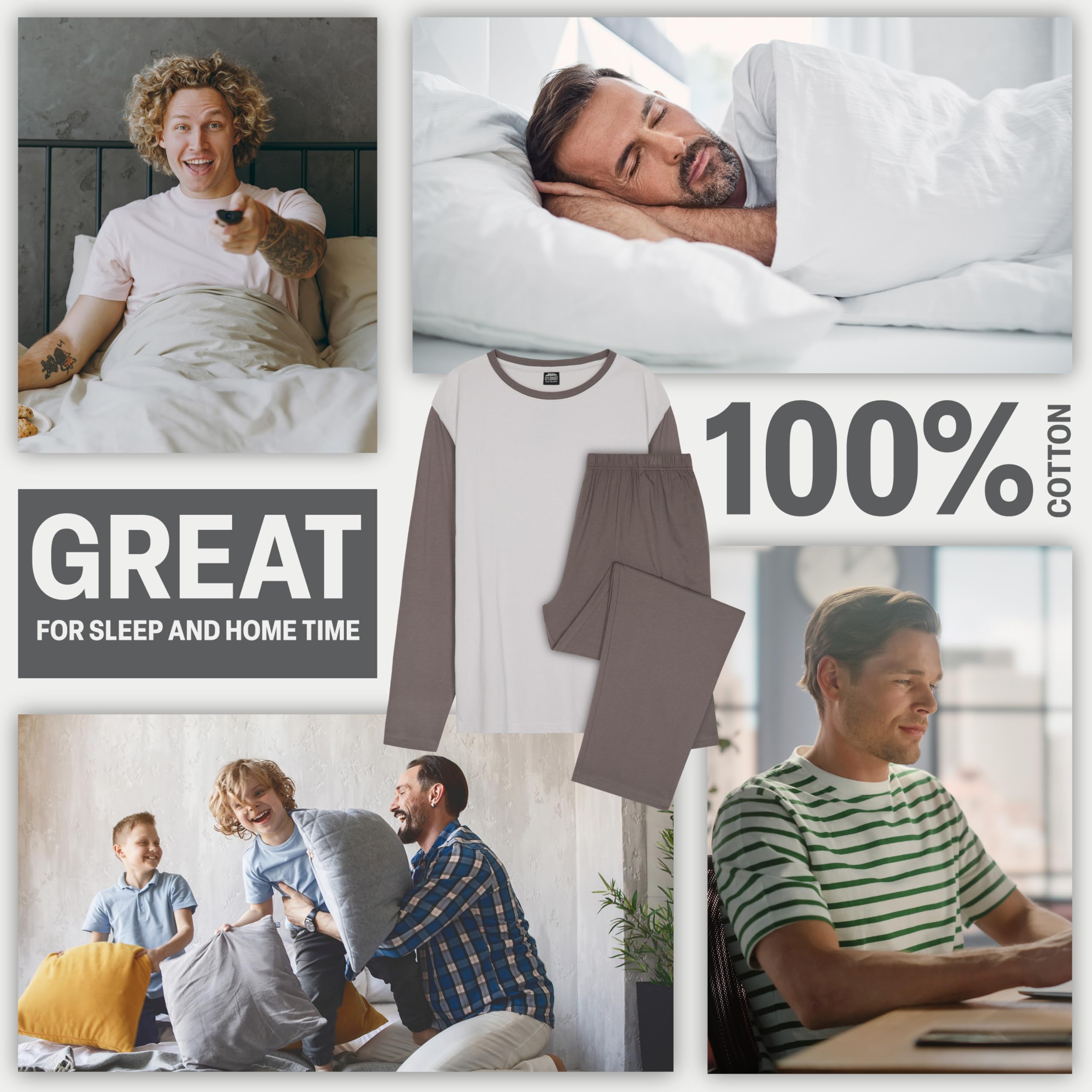 CityComfort Lungo Pigiama Uomo Set, Adulti Adolescenti Morbido 2 Pezzi Pigiama Caldo