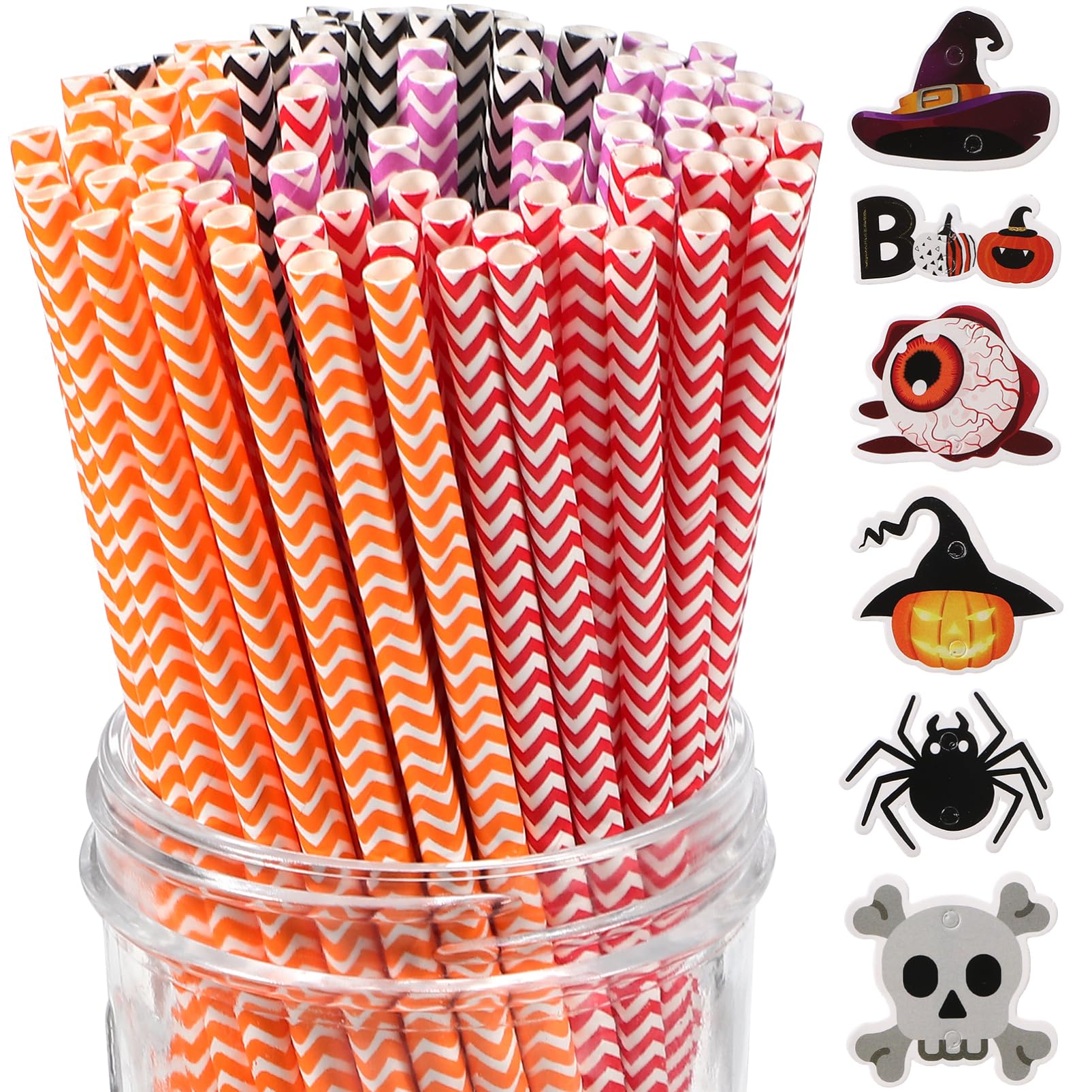 Cabilock 6 Confezioni Cannucce per Halloween con Stampa Creativa Decorazioni Zucche e da Strega per Feste e