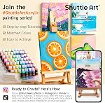 Shuttle Art Acrylic Paint, 50 Colors Acrylic Paint Set, 2oz/60ml Bottles, Rich Pigments, Water Proof, Premium Acrylic Paints for Artists, Beginners on Canvas Rocks Wood Ceramic Fabric