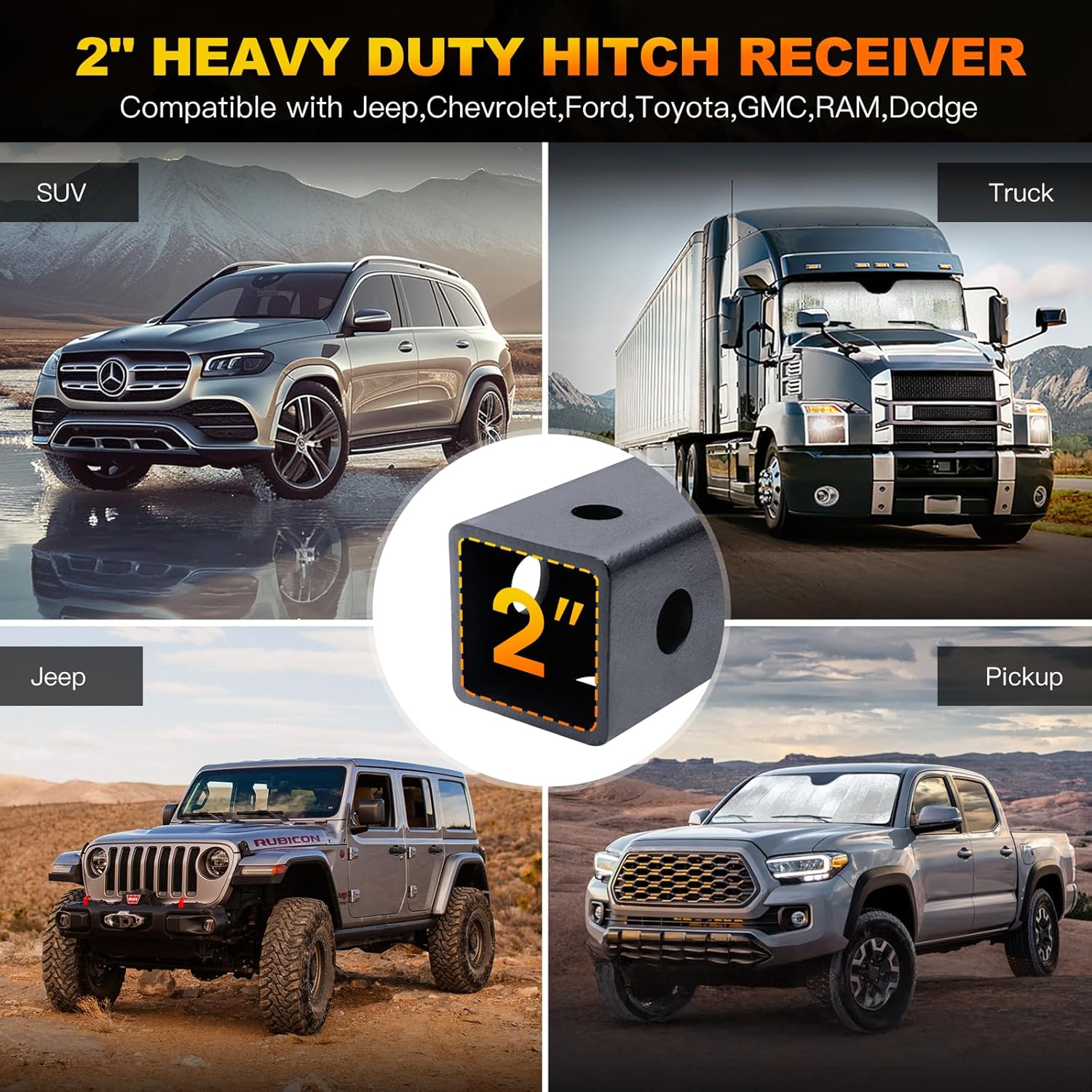 Hitch Step for 2 Inch,Rear Bumper Pedal Guard Compatible with Jeep,Chevrolet,Ford,Toyota,GMC,RAM,Dodge