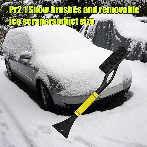 Miniatura 5 de Rascador de nieve y cepillo de 24 pulgadas, rascador de hielo desmontable sin arañazos con agarre ergonómico de espuma, herramienta universal de