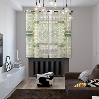 Luxurious Peris Window Curtains 90 Inch Length, Grommet Kitchen Curtain Panel & Drapes for Living Room/Bedroom 2 Panels Set, Native American Indian Retro Geometric 104 x 90 in