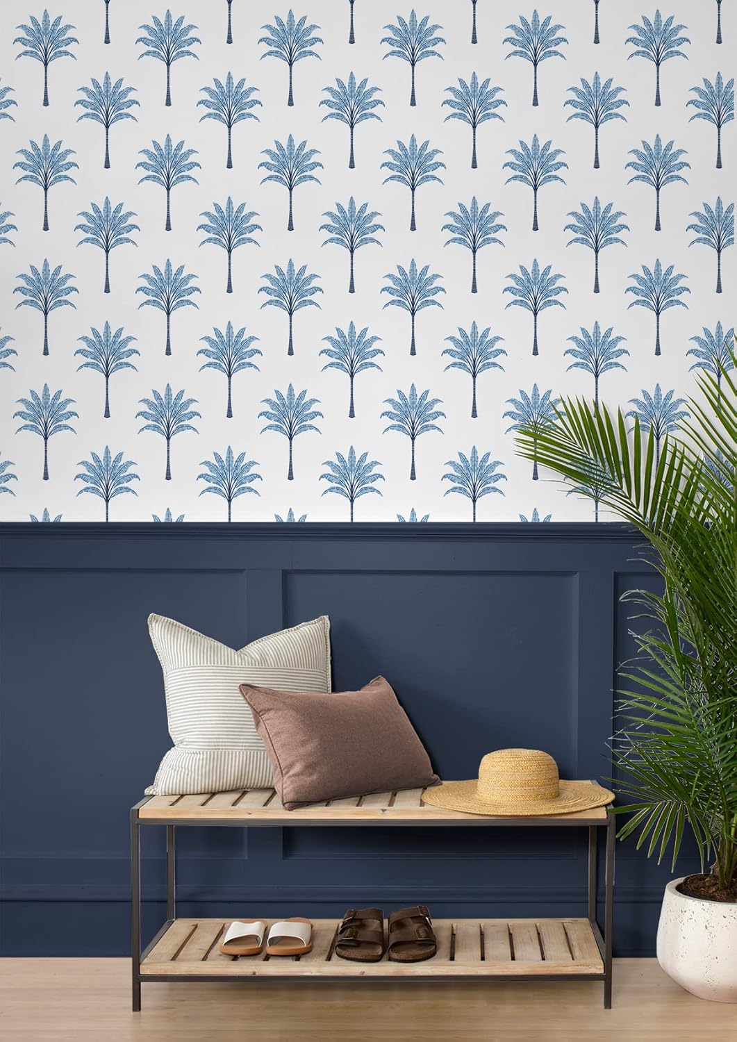 NextWall Harry & Grace Montgomery Palm Peel and Stick Wallpaper (Blue Lake)