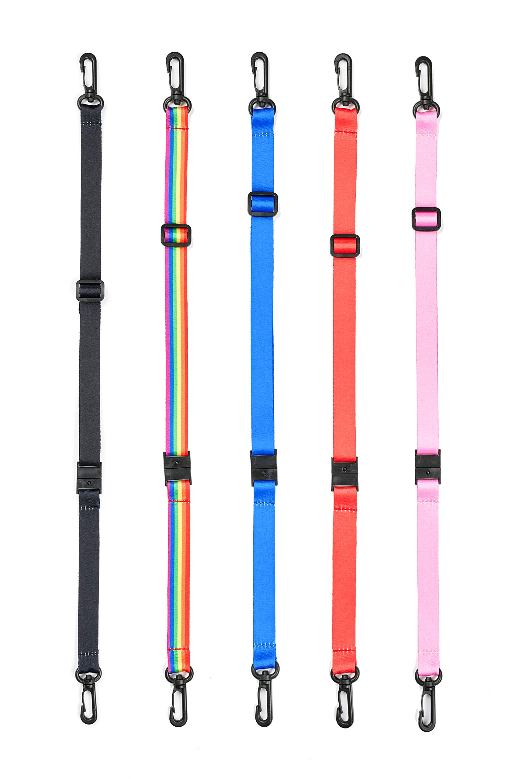 UpgradeWith Chainchilla K2 Kids Lanyard for Mask – 5 PACK Adjustable Breakaway Lanyard for Kid’s Facemask (MIX1(Black, Rainbow, Blue, Red, Pink), 5)