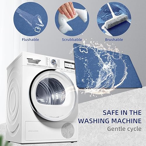 Miniatura 4 de Diatomaceous Earth - Tapete de baño para bañera, de secado rápido, antideslizante, tapete de piedra de baño, súper absorbente, lavable a máquina,