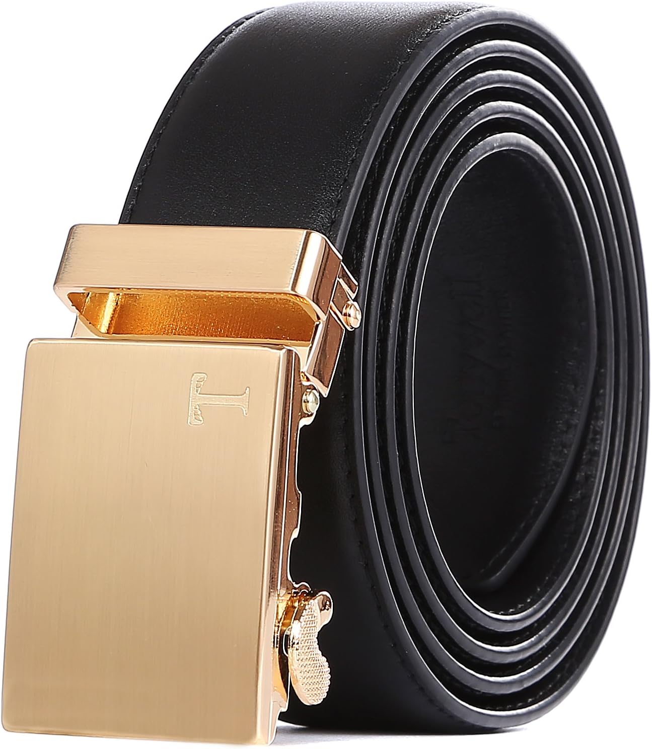 Men's Genuine Leather Sliding Buckle 35mm Ratchet Belt