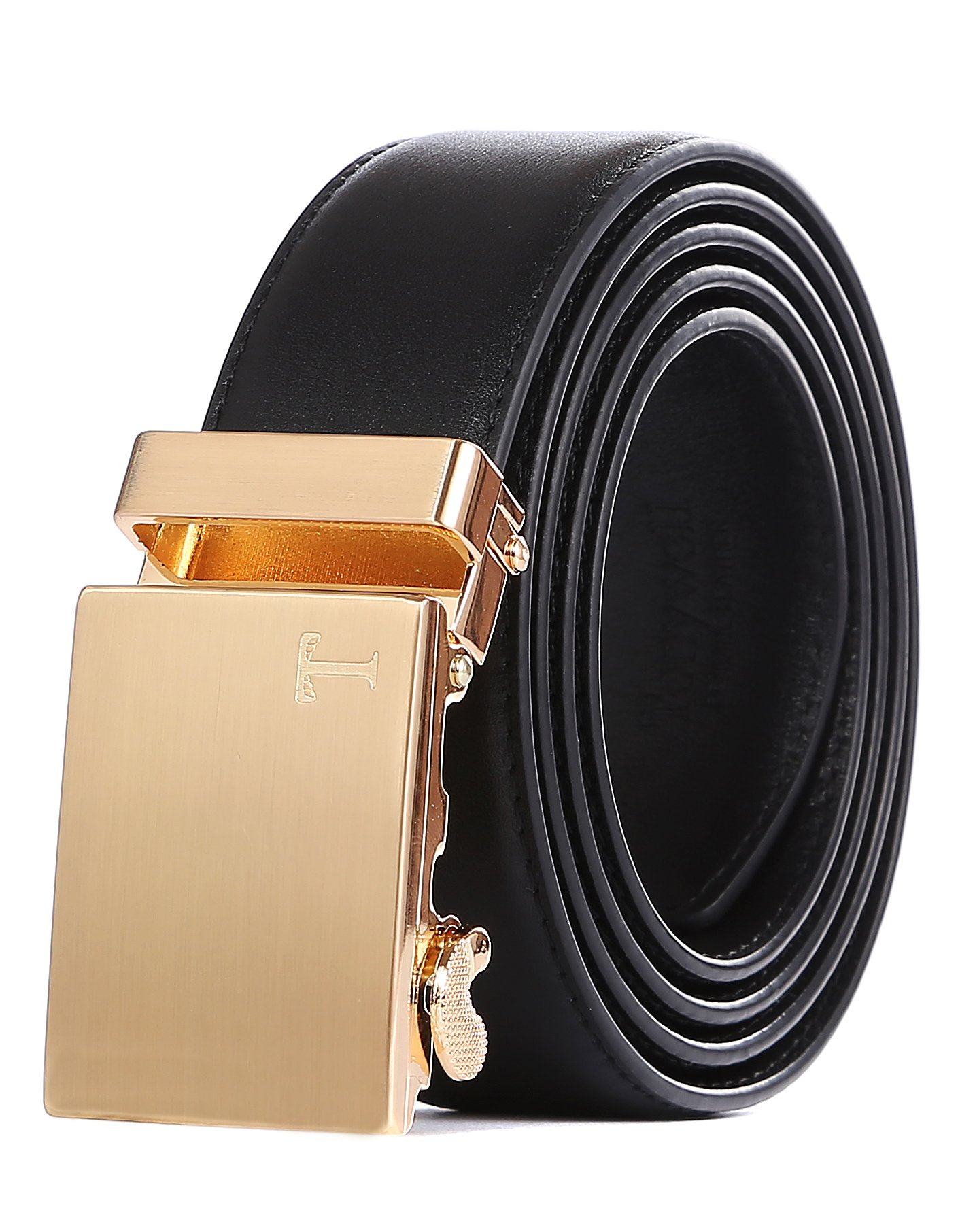 Men's Genuine Leather Sliding Buckle 35mm Ratchet Belt