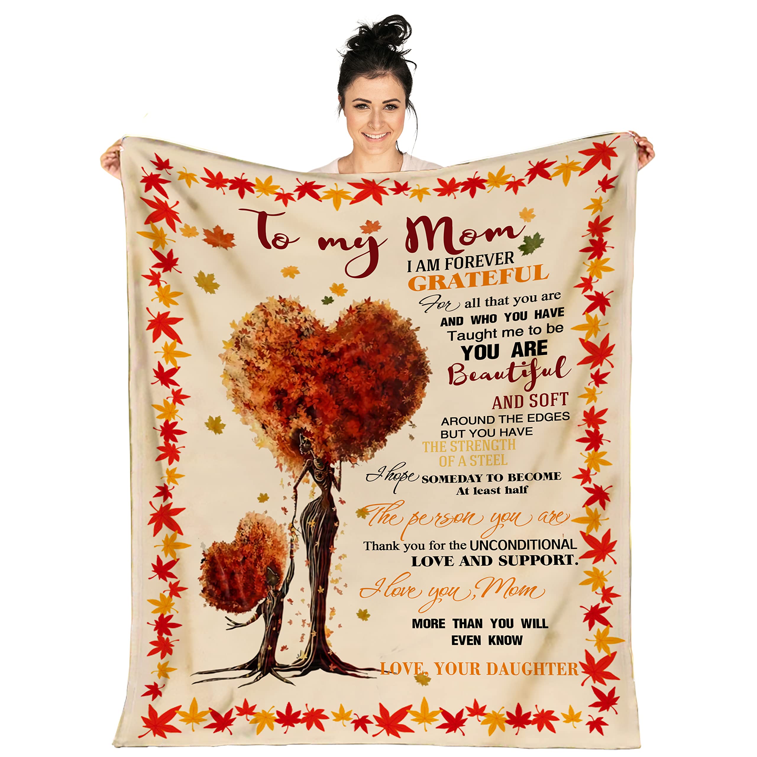 AYUNIXGifts for Mom from Daughter - Throw Blanket to My Mom Birthday Christmas from Daughter, Soft Bed Flannel Blanket Mother Gifts, Best Mom Gifts, 80"x60"