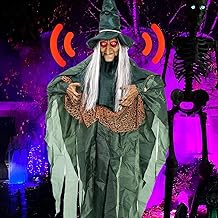Halloween Animatronics Motion Activated 6Ft Creepy Hanging Witch with Light-up Eyes Halloween Decoration Outdoor Haunted House Prop D&eacute;cor Indoor 2025 Update