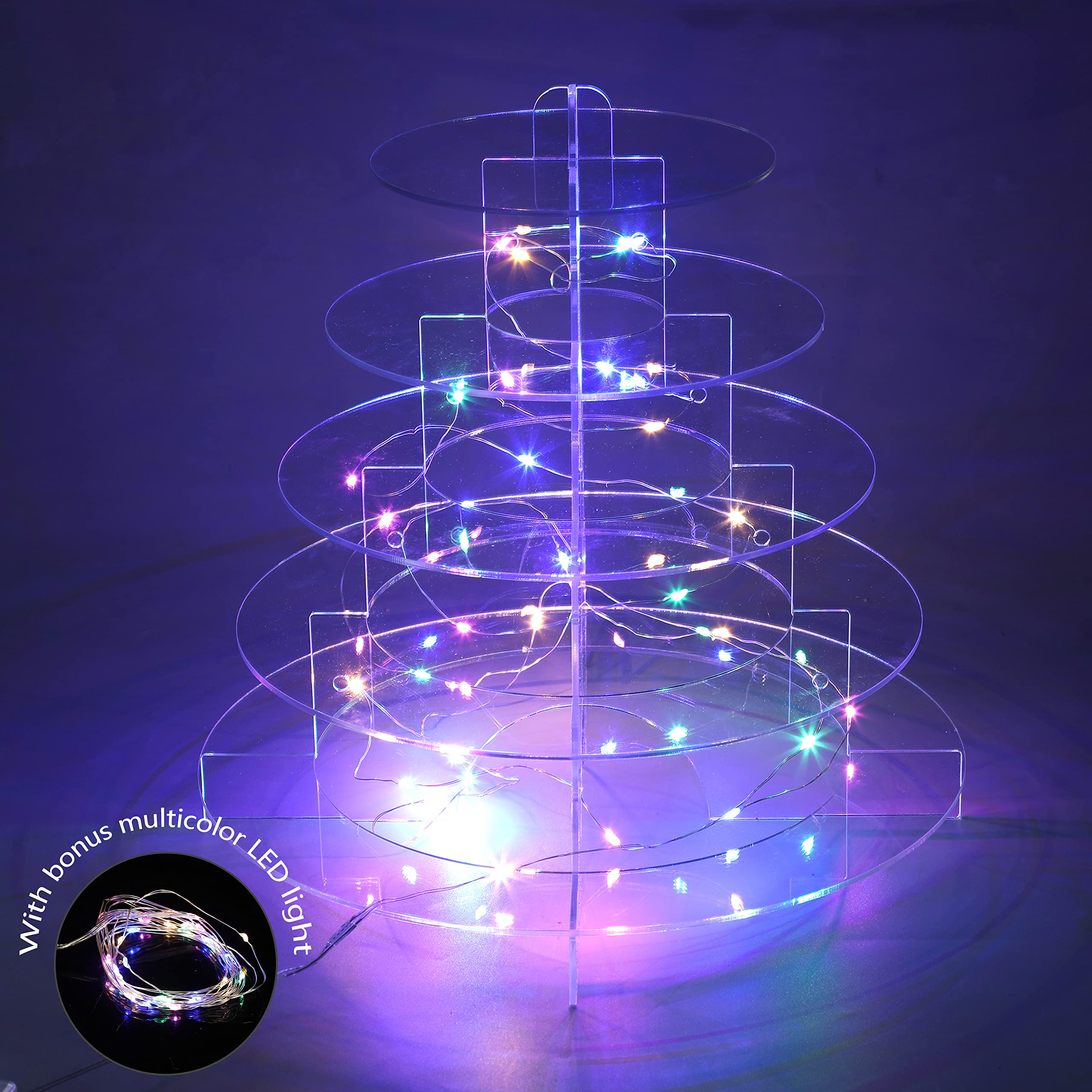 HeiMma 5 Tier Acrylic Macaron Tower Stand, Clear Round Macaroon Tower Display Stand, Macaron Holder for 86 Macaroons, Great for Birthday, Weeding Party