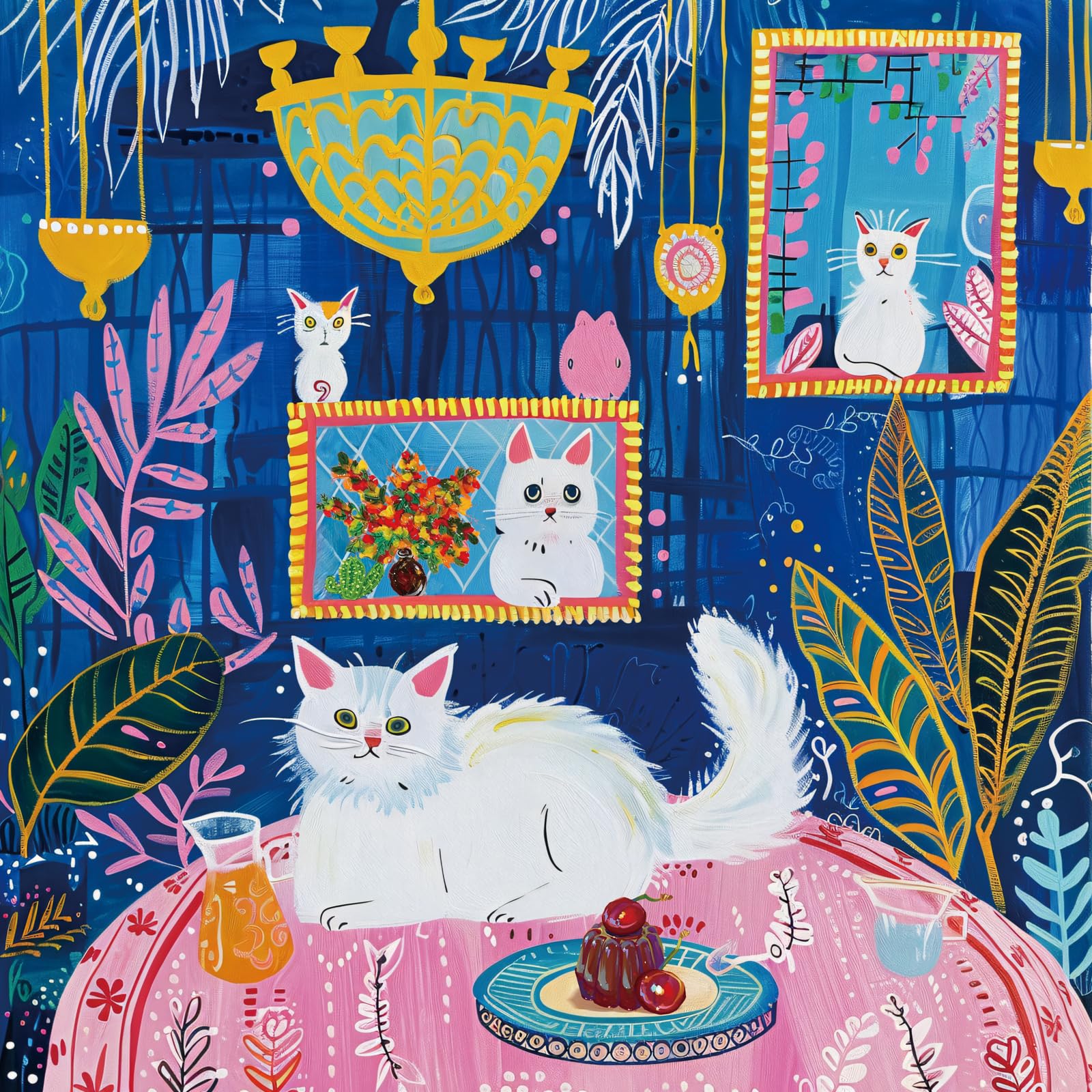 HUADADA Jigsaw Puzzles for Adults 1024 Pieces,Whimsical White Cat Art Puzzle,Decorative Square Picture Puzzle — image 1
