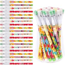 Kolewo4ever 48pcs HB Birthday Pencils Kawaii Cute Multipoint Pencil Push Translucent Non Sharpening Stackable Pencils Pop Up Plastic Pencil for Classroom Rewards Carnival Prizes
