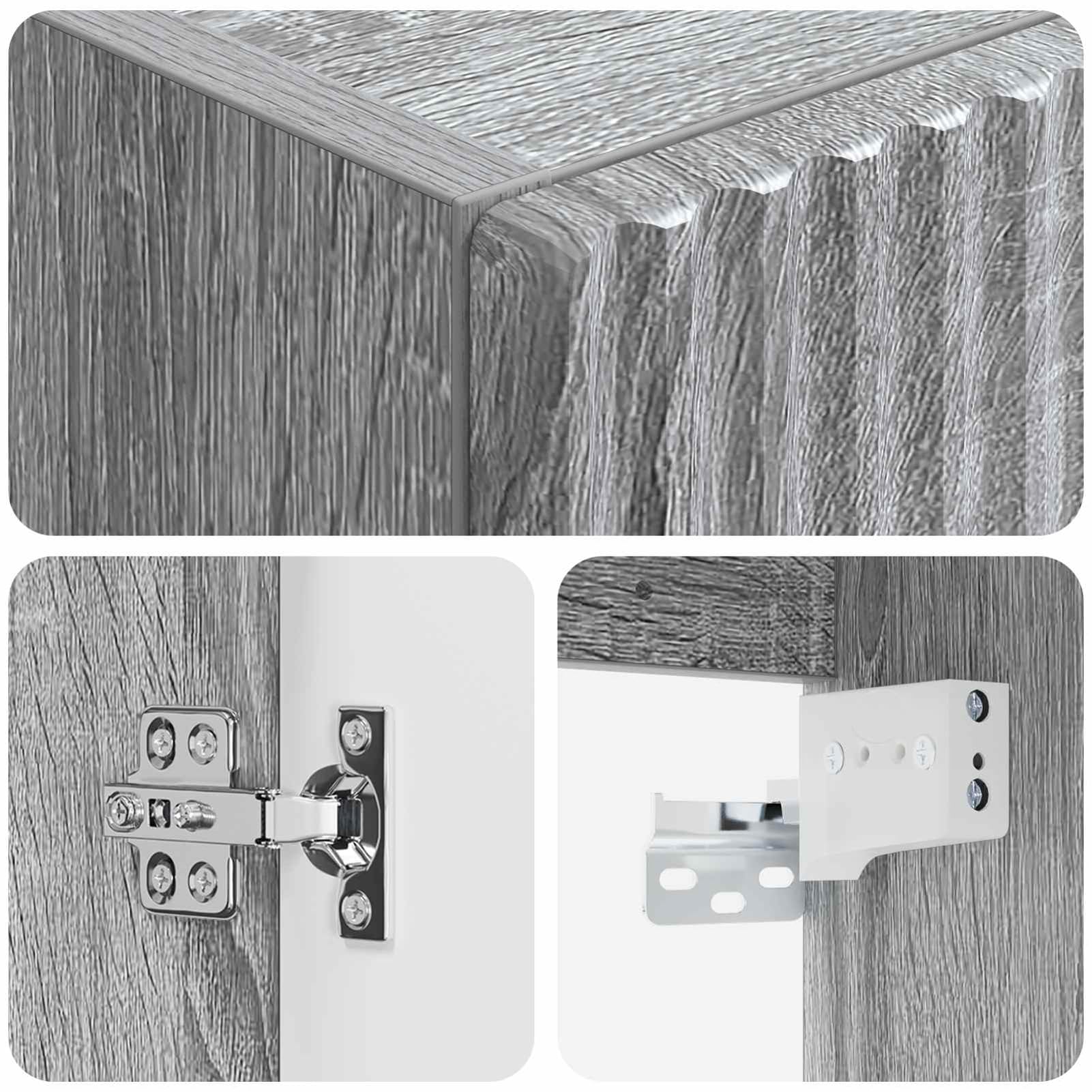 Gecheer Wandmontierter Badezimmerschrank Grau Sonoma 33 x 34,5 x 100 cm, Moderner Badezimmerschrank Stauraum-Schrank für Make-up Waschbecken Gästebad890528