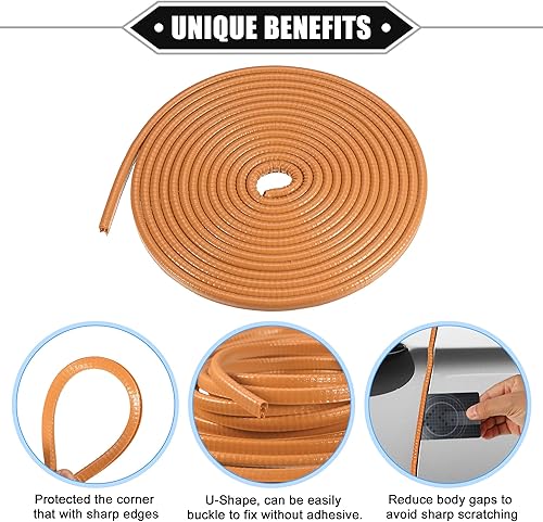 Miniatura 3 de Protector de borde de puerta de automóvil, 16.4 pies en forma de U, borde de goma, protector universal para automóvil, camión, ATV, barco,