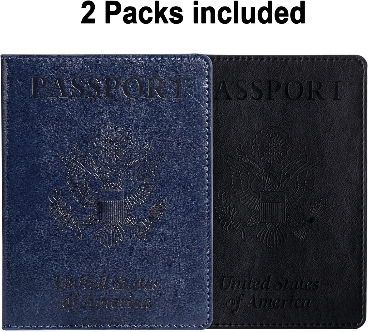  | 2 Pack Passport and Vaccine Card Holder Combo, TOOVREN PU Leather Passport Holder with Vaccine Card Slot Travel Passport Wallet for women & Men | Passport Wallets