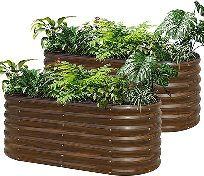 SnugNiture Galvanized Steel Raised Garden Bed Kit - 2 Pack 4x2x2 ft Metal Planter Box for Vegetables, Flowers, Herbs | Easy Assembly, Open Bottom Design for Optimal Drainage