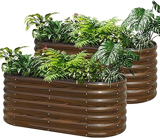 SnugNiture Galvanized Steel Raised Garden Bed Kit, 2 Pcs 4x2x2 ft Large ...