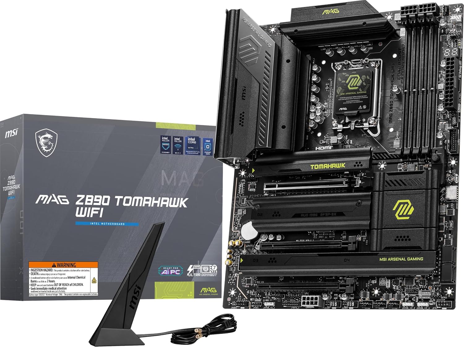 MAG Z890 Tomahawk WiFi Gaming Motherboard (Supports Core Ultra Series 2 Intel Processors, LGA 1851, DDR5, PCIe 5.0, M.2, SATA, 5Gbps LAN, USB Type-C, Wi-Fi 7, Bluetooth 5.4, Thunderbolt 4, ATX)