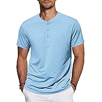 TARAINYA Henley T-Shirt Uomo Cotone Maniche Corte Maglietta Casual Comfortevole con